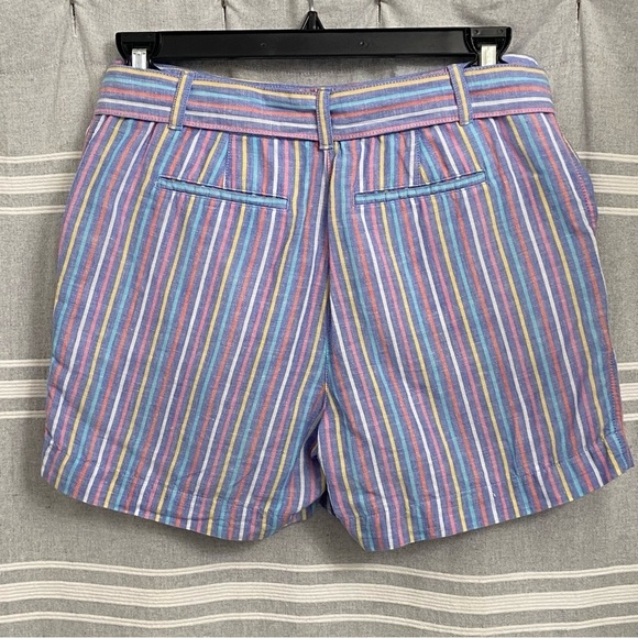 TALBOTS / Tie Waist Shorts Sunshine Stripes Linen/Cotton Blend Size 8P - Picture 3 of 9